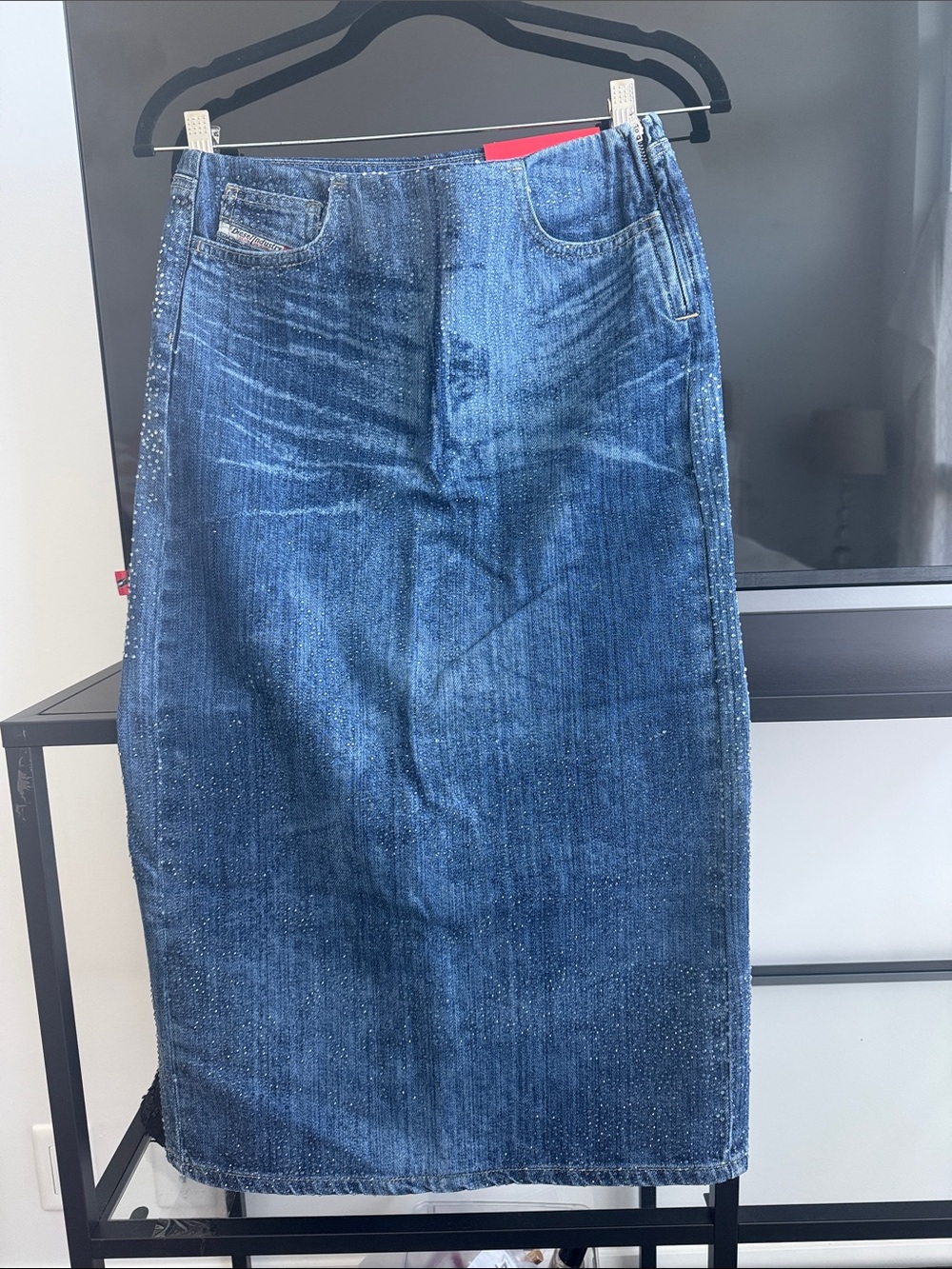 Diesel Dark Blue Straight Denim Skirt